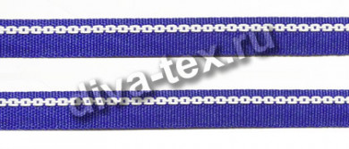 Лента брючная с латексом - 3 нитки, синяя с белым
